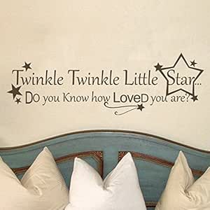 Autocollant Mural Citation - 'Twinkle Twinkle Little Star You Are Loved' - Sticker Vinyle Décoratif