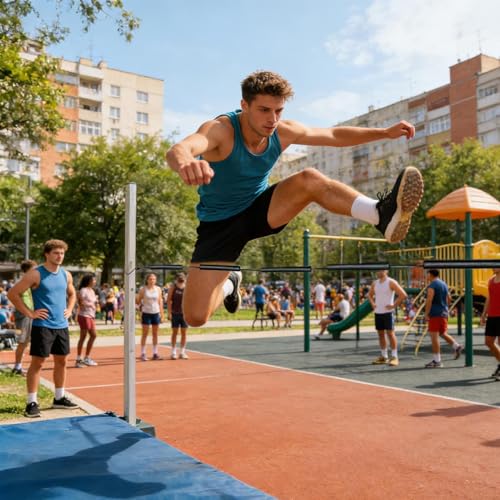 Elastic High Jump Crossbar - 8.2ft Foam Gymnastics Bar, High Jump Elastic Crossbar, Safe Adjustable Jumping Equipment for Track Field Practice and Home Workouts, Fitness Training Tool for Kids Teens - Thumbnail 3