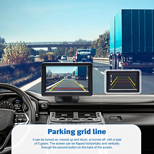 720P HD Wireless Reversing Camera 4.3 Inch LCD Monitor Kit Rear View Parking Camera with Parking Guide Lines for Car Van Tractor Camper Trailer - Image 2