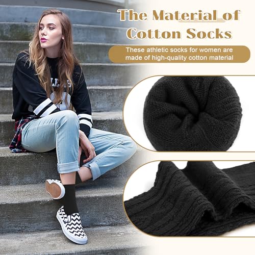 Image of Justay Crew Socks for Women - Soft Knit Boot Calf Comfortable Cute Dress Cotton Socks Gifts