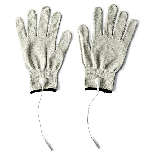 Pair of Conductive Fiber TENS/EMS Electrode Gloves & Massage Kneepads & Massage Socks With 6pcs Adapter Lead Wires For TENS/EMS Machine For Physical Therapy - Image 3