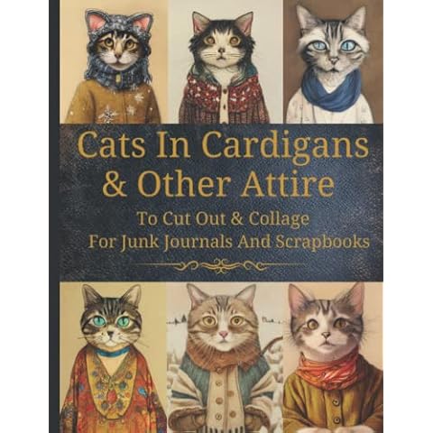 Cats In Cardigans & Other Attire: Original Design Collection To Cut Out & Collage For Junk Journals And Scrapbooks Cover