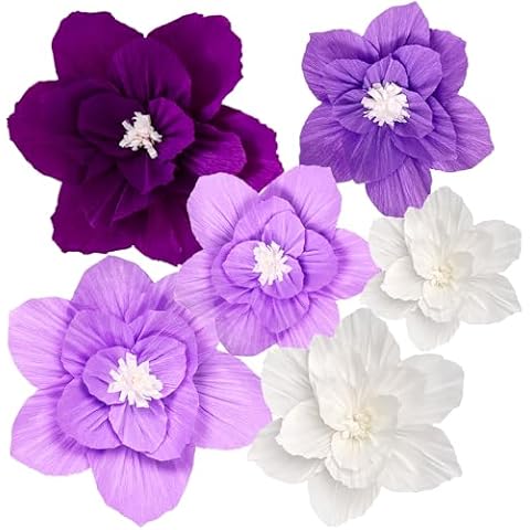 Erastom 6PCS Paper Flowers Decor Cover