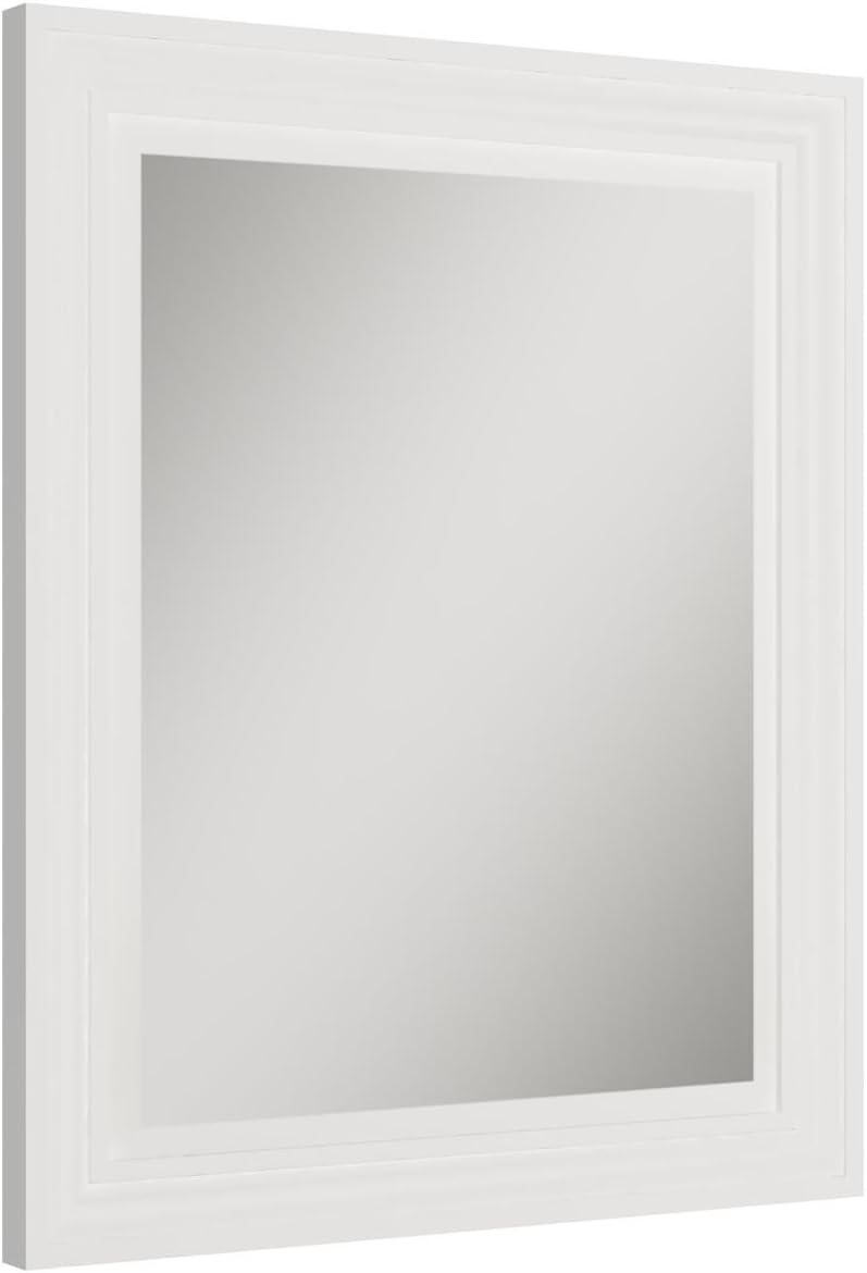 MCS Large Wall Mirror, Modern Rectangle Mirror Home Decor for Living Room, Bedroom, or Bathroom, 26.5 by 32.5 Inch, White