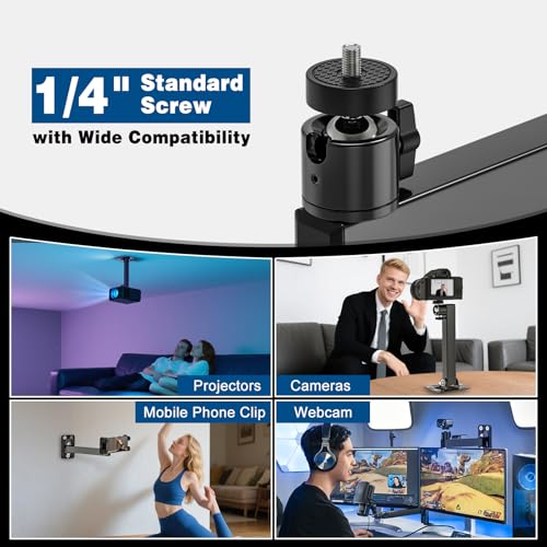 image for BAISHUN Projector Stand, Wall and Mini Ceiling Mount with 1/4-Inch Thr