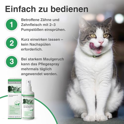Alfavet VulnoCyn Dental 60 ml – Zahnpflegespray für Hunde, Katzen & Kleintiere – zur Maul- & Zahnhygiene – Dentalspray mit Minze gegen Mundgeruch