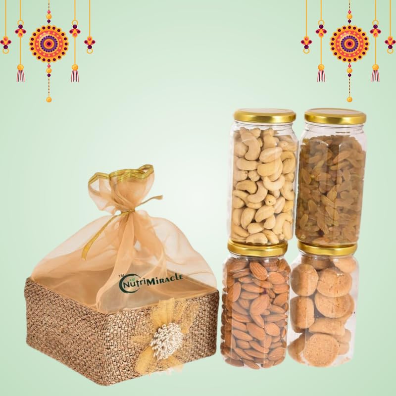 Image of NUTRI MIRACLE Dry Fruits Gift Box for Brother | Rakhi Gift Hamper Celebrating Bhai & Bhabhi