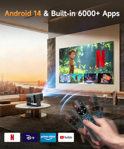 Image of Magcubic Smart Projector with Wifi 6 and Bluetooth 5.4, Native 1080P Portable Projector 4K & 8K Support, 600 ANSI, Auto Focus & Obstacle Avoidance, Mini Proyector for Outdoor Movie Home HY350Max