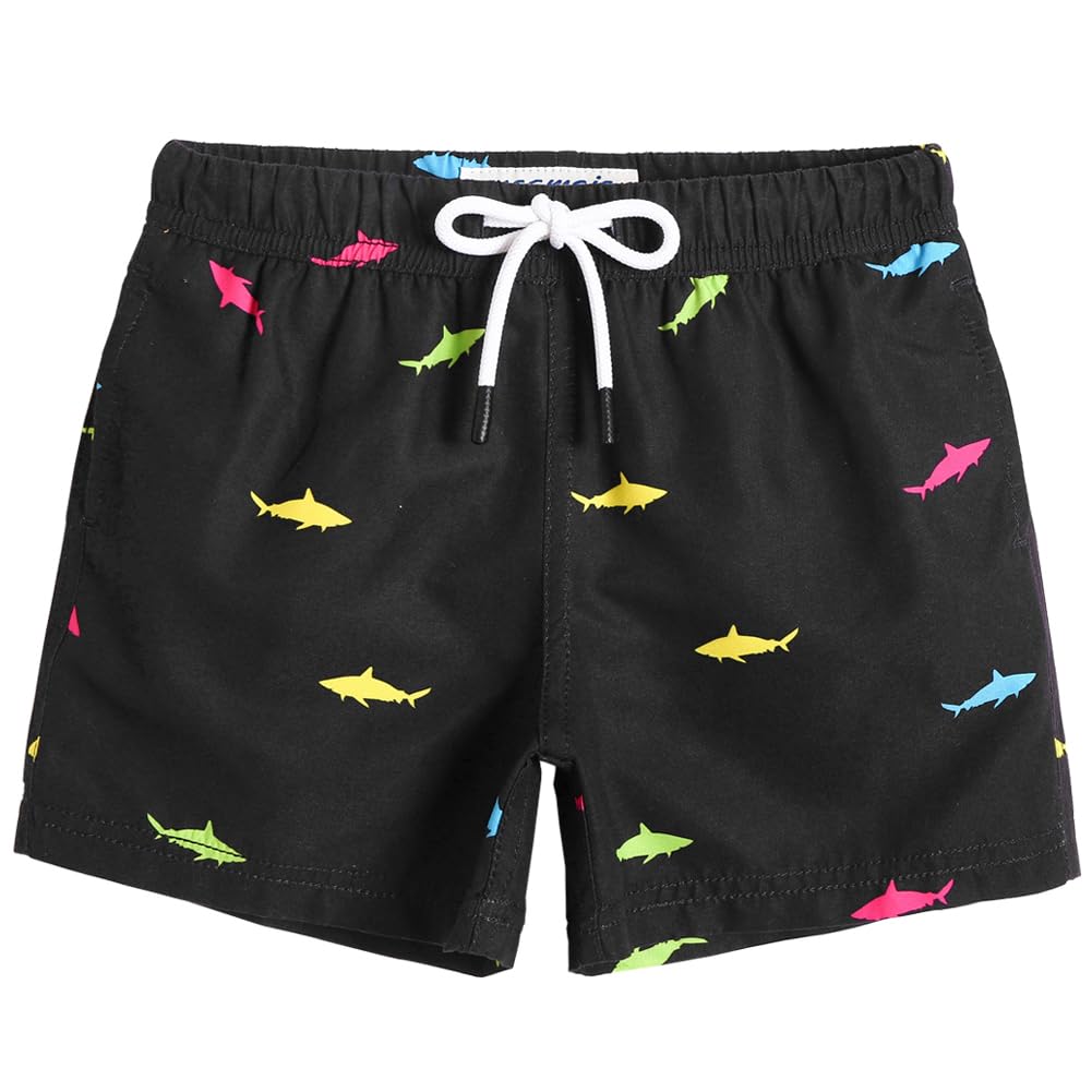 MaaMgic Kleine Jungen Badeshorts Schnelltrocknend Boardshorts mit Mesh-Futter Taschen und Verstellbarem Tunnelzug MEHRWEG