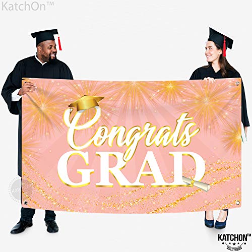 Image of Graduation Decorations 2026 Congrats Grad Banner Rose Gold - 72x44 Inch | Graduation Banner for Class of 2026 Decorations | Rose Gold Graduation Party Decorations 2026, KatchOn