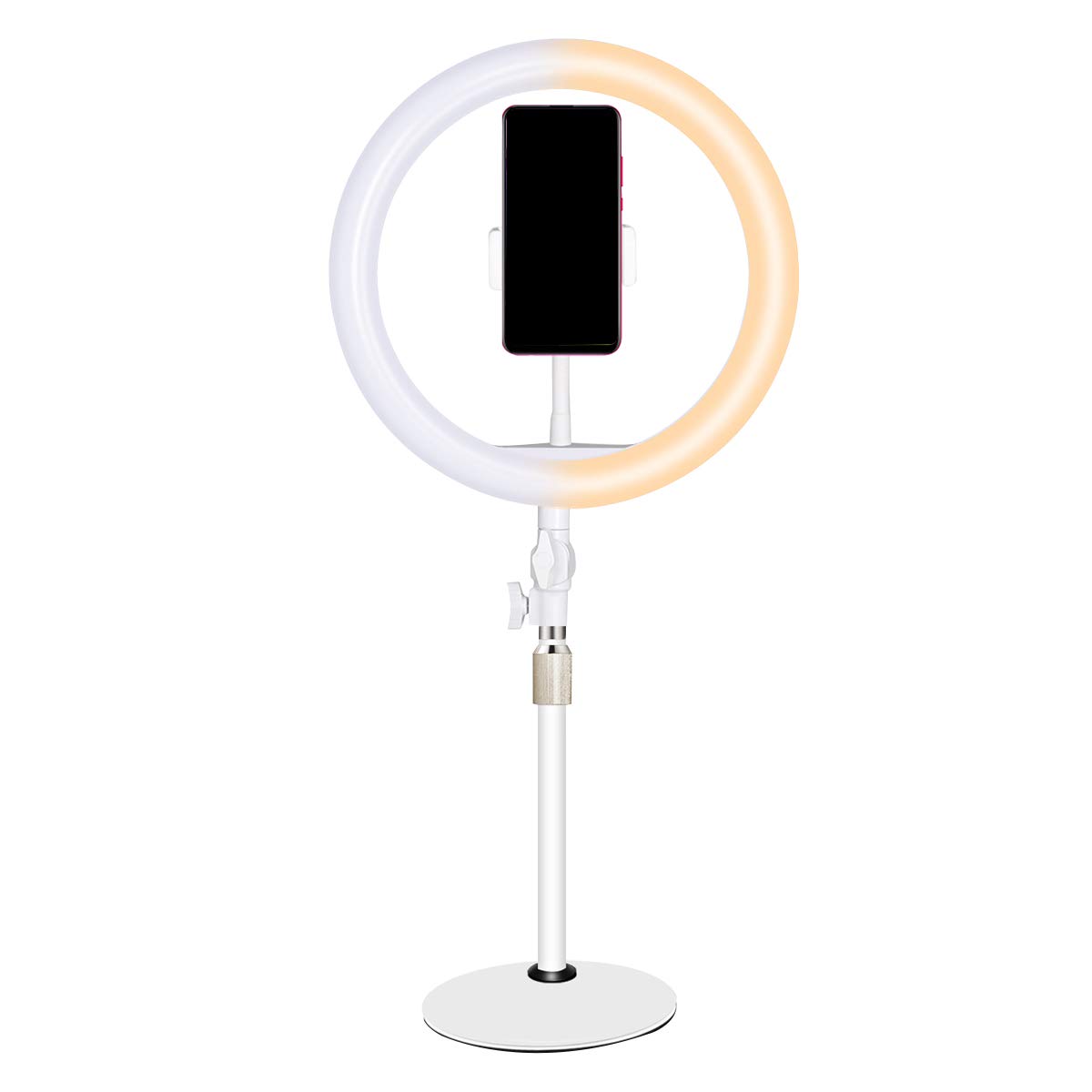 Levemolo Lampada LED per Selfie da 10 Pollici Supporto Regolabile a 180°, Luce di Riempimento Dimmerabile USB per Video, Trucco e Streaming Live, Colore Bianco
