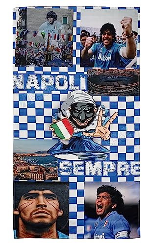 LIGUORO SHOP Toalla de playa Nápoles Campeón de Italia Tricolor 3° Scudetto D10S Maradona de microfibra, 180 x 90 cm, piscina