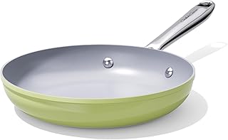 Nonstick Ceramic Frying Pan 8" for All Stovetops, PTFE/PFOA/PFAS Free, Even Heat Distribution Oven Safe up to 500°F, Healthy Non Toxic Skillet w/ Ergonomic Stainless Steel Handle, Olive Green