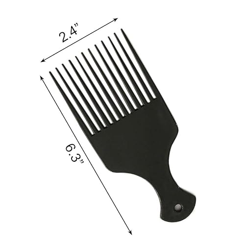 Miniatura 4 de Plástico 6.3 pulgadas liso ancho pelo Pick peine afro pelo peine peluquería herramienta de peinado para cabello rizado natural pelo grueso (negro)