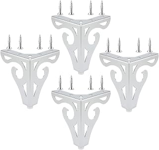 Furniture Legs 4Pcs Metal Triangle Sofa Legs Furniture Replacement Feet Couch Legs Dresser Legs Table Cabinet Legs Cupboard Feet for Dresser Coffee Table Desk Wardrobes Couch Bookcase (4.7 inch, Silver Pattern)