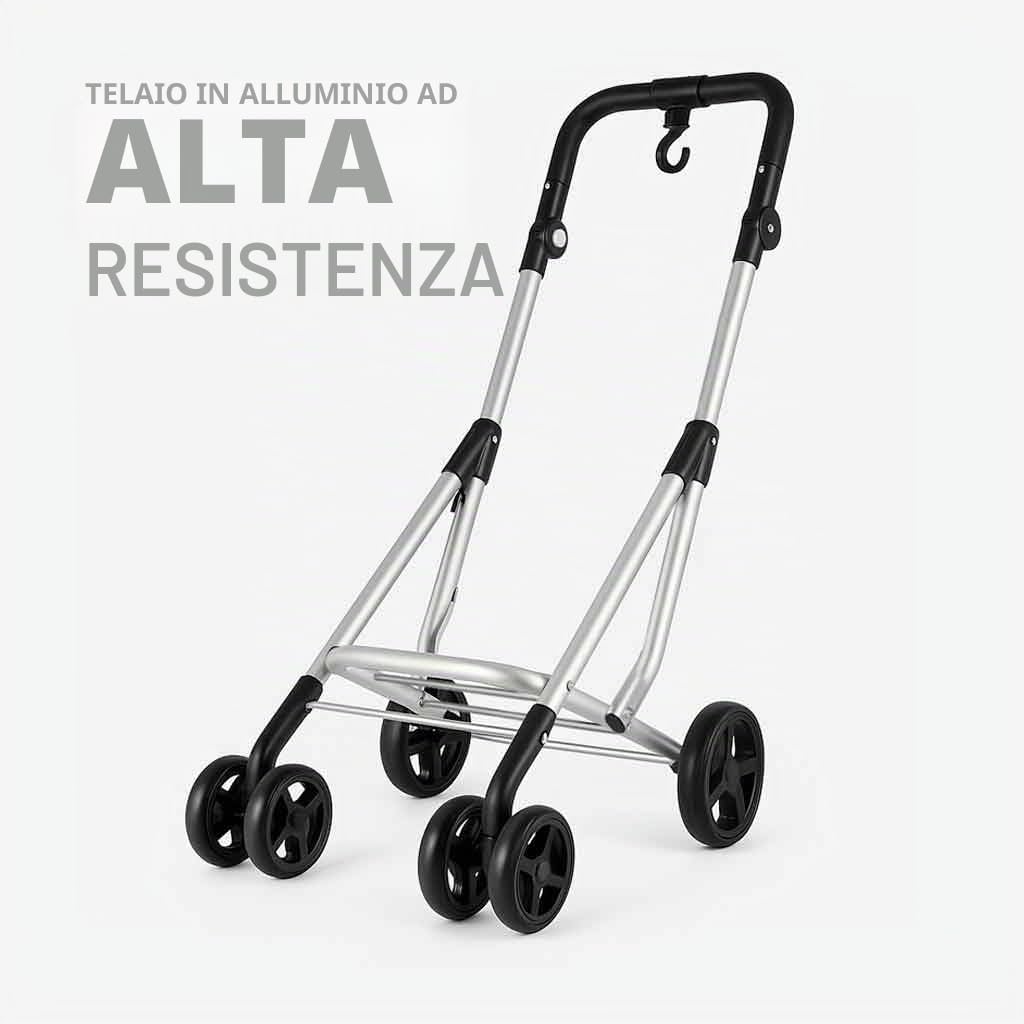 JATA HCAR2501 - Carrello della spesa 4 ruote. 40 litri con sacchetto refrigerante per congelati. 2 ruote girevoli a 360°. Carrello pieghevole. Con freno. Telaio in alluminio