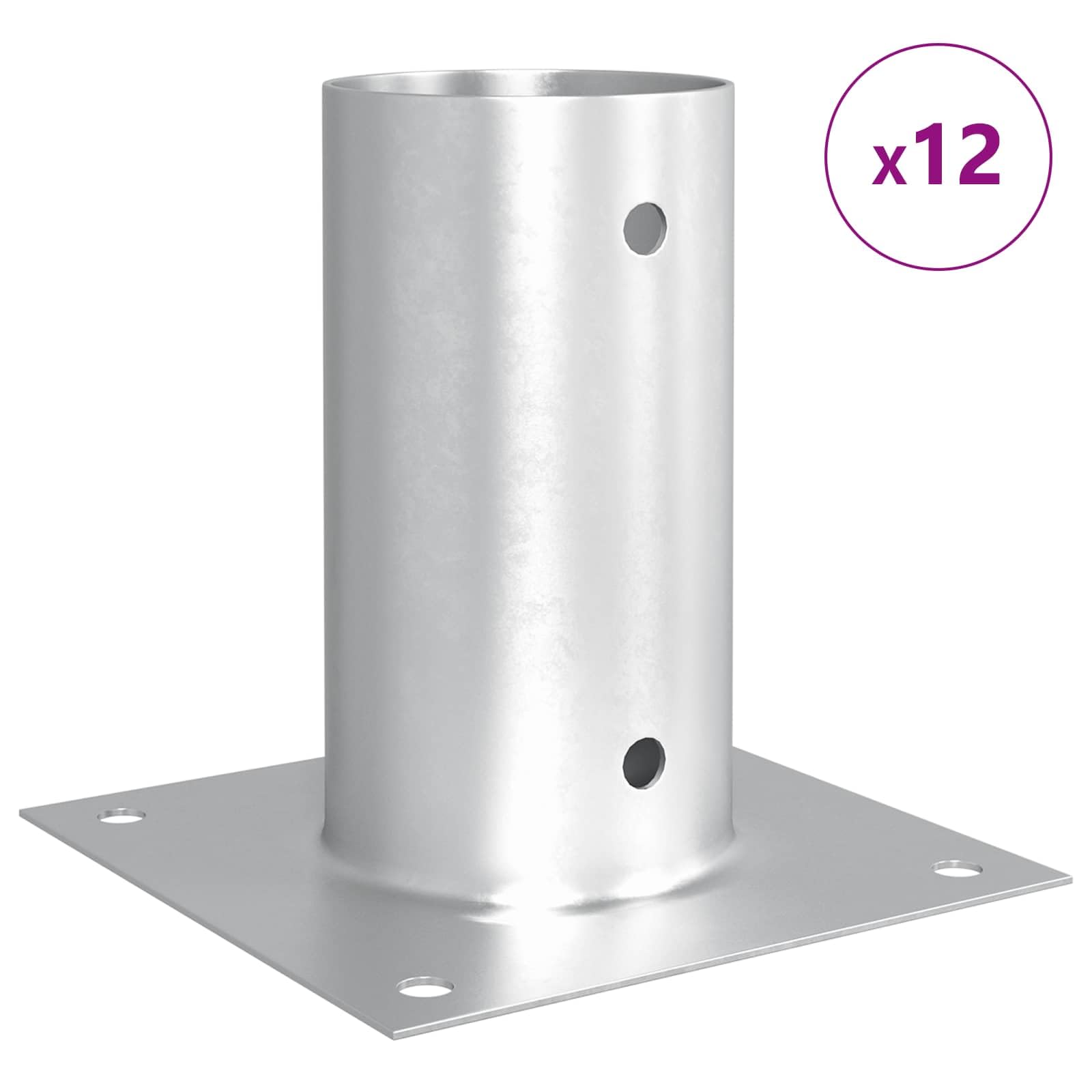 12 x kotwa podłogowa 15 x 15 x 15 cm, metalowa, srebrna, śledzie do mocowania instalacji zewnętrznych, kotwy ogrodowe do kominków, mis paleniskowych