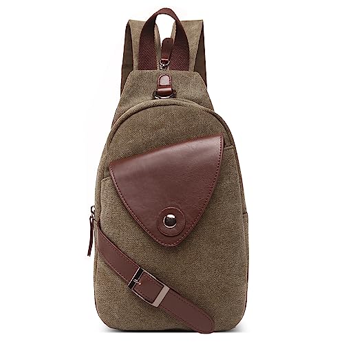 Moda Uomo Borsa sul Petto Vintage Leggero a Tracolla per 12.9 Pollici iPad Zaino Convertibile per Viaggio Allaperto Alpinismo Lavoro Quotidiano Tela Uomo Borse Messenger Verde