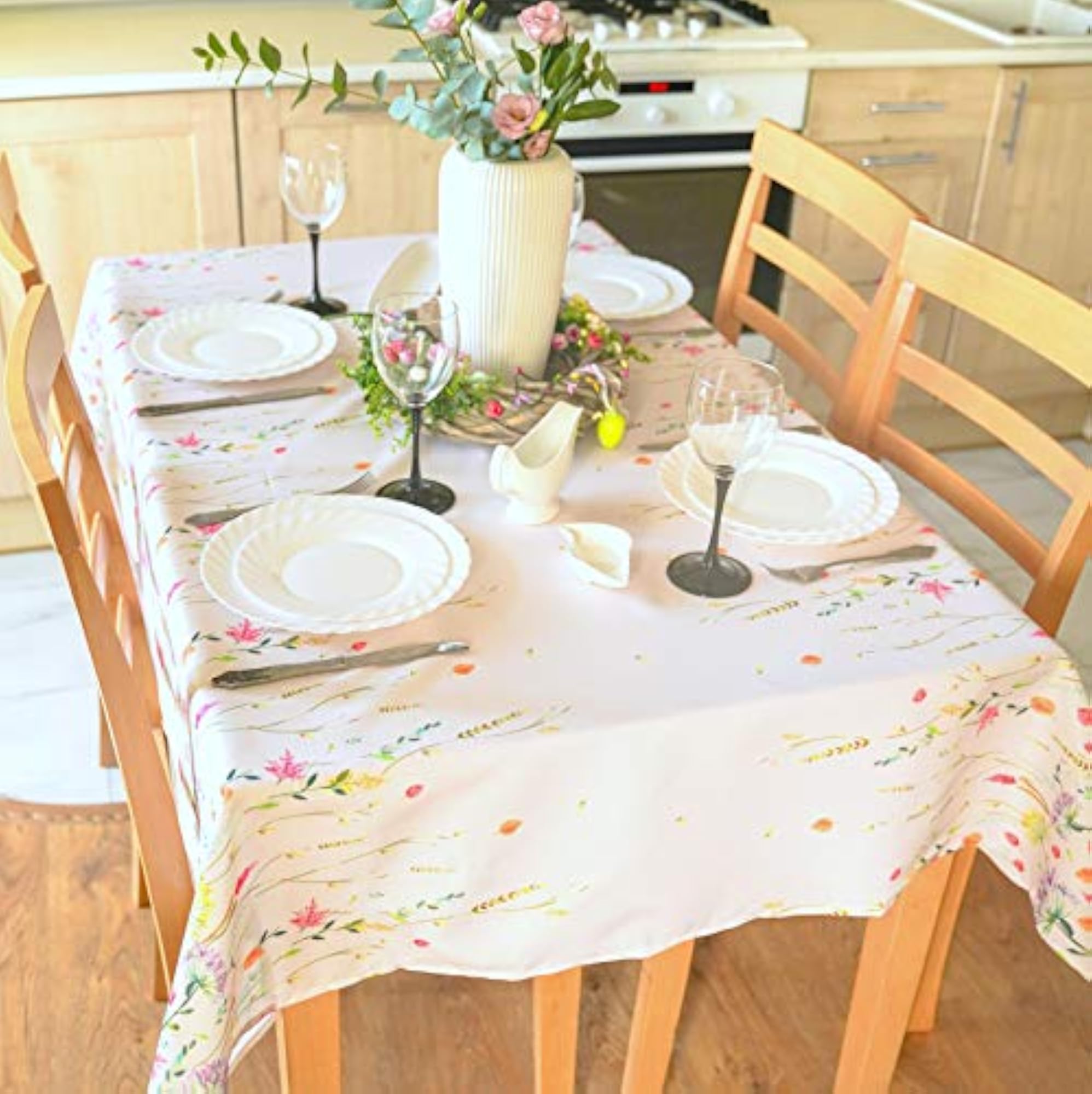Finest Floral Coloring Rectangle Fall Tablecloth, Non-Iron Stain Resistant