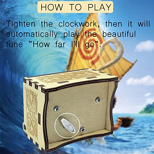 Sooharic Moana Music Box, Antique Carved Wind Up Music Box Gifts For Kids (Moana) #TOP6