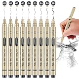 PANDAFLY Black Micro-Pen Fineliner Ink Pens, 9 Size Ultra Fine Point Pen, Waterproof Archival Ink, Multiliner Black Art Pens for Drawing, Sketching, Watercolor, Illustration, Bible, Anime, Manga