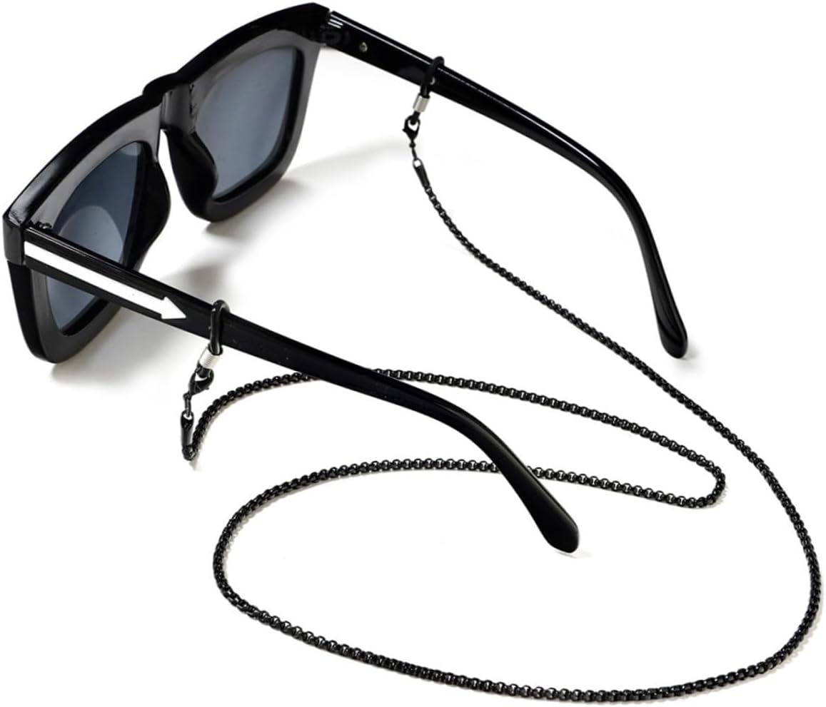 4 Pcs Metal Copper Glasses Chain Set – Non-skid Decorative Eyeglasses Rope Lanyard for Sunglasses and Reading Glasses, Versatile Accessory for Women and Men, Black Gold Silver Rose
