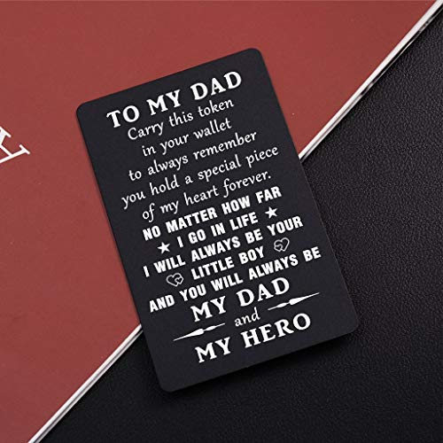 Tanwih Dad Engraved Gifts Wallet Card Insert From Son, I'll Always Be Your Little Boy You'll Always Be My Hero, To My Dad Presents From Son, Deployed Fathers Day Card, Birthday Christmas #TOP1