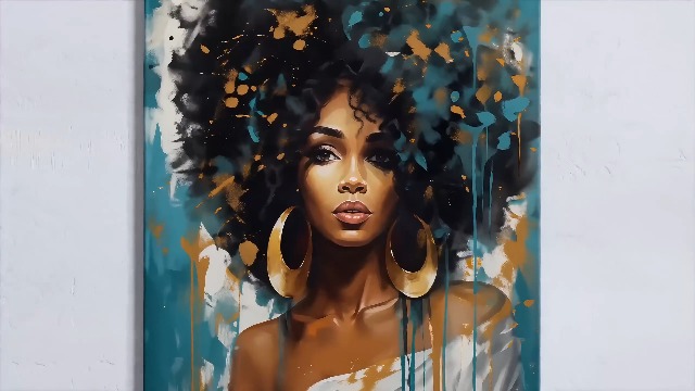 Amazon.com: African American Teal Black Girl Art for Bedroom