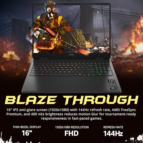 Image of HP Omen 16 inch FHD 144Hz Gaming Laptop, AMD Ryzen 9 8940HX, 16GB DDR5, 512GB PCIe SSD, NVIDIA GeForce RTX 5070, RGB Backlit Keyboard, FHD Camera, Wi-Fi 6, Windows 11 Pro, Black, 1TB Docking Station Set