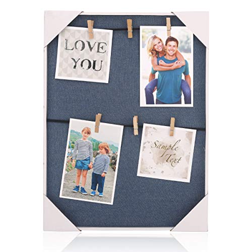 HANTAJANSS Clip Photo Holder, Picture Display Frame, Photo Collage Board, Wood Hanging Frames with 6 Clips for Home Wall Decor, 12 ×16 Inches