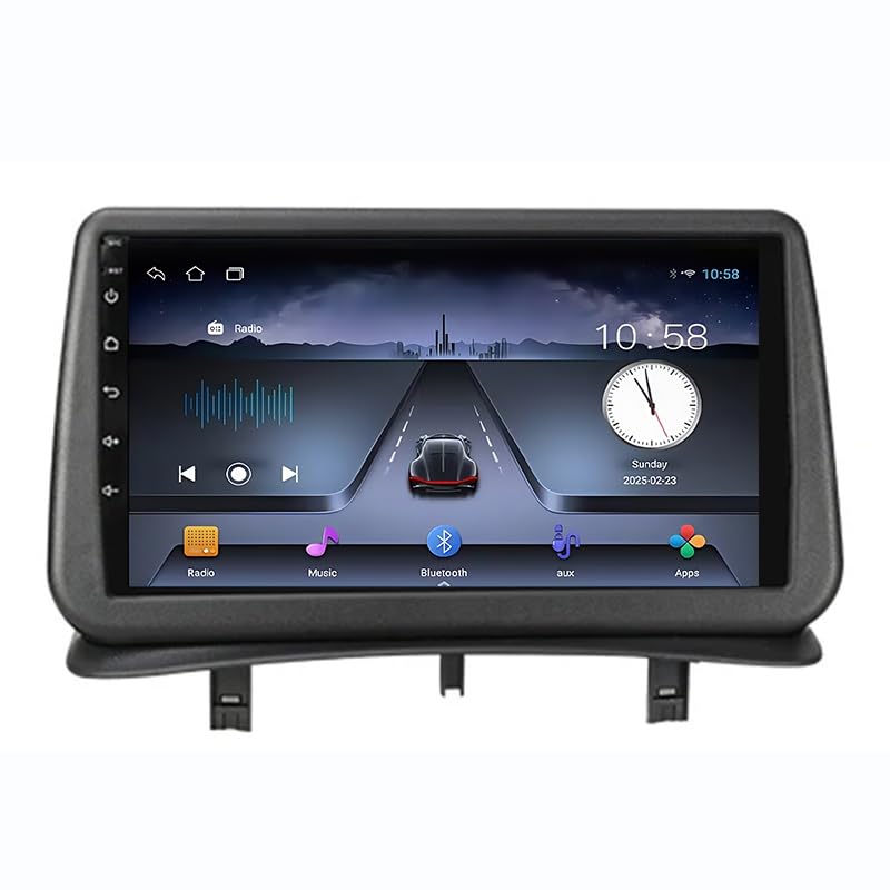 For Renault Clio 3 2005-2014 Double Din 9 Inch Android 15 Car Stereo Bluetooth Car Radio Compatible Mobile Phone Mirror Link Steering Wheel Control FM/AM/RDS Backup Camera,4CoreWifi1G+32G