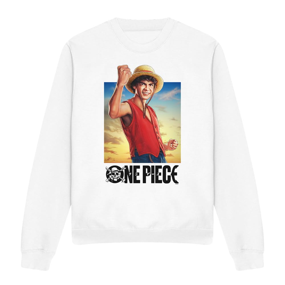 One Piece Luffy Straw Hat Poster Unisex Sweatshirt, White, XX-Large