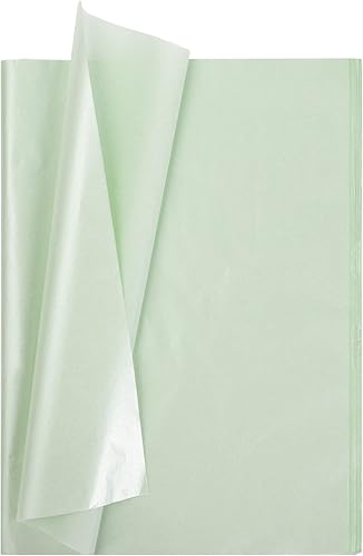 Whaline Papel de seda verde a granel, 100 hojas de papel de seda metálico, papel de regalo verde, papel de seda para manualidades, bodas,