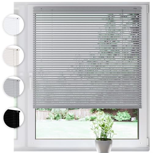 SONELLO Aluminium Jalousie 70cm x 220cm Silber Alu Jalousie Klemmfix ohne Bohren Sichtschutz Blendschutz Lichtschutz Sonnenschutz für Fenster und Türen