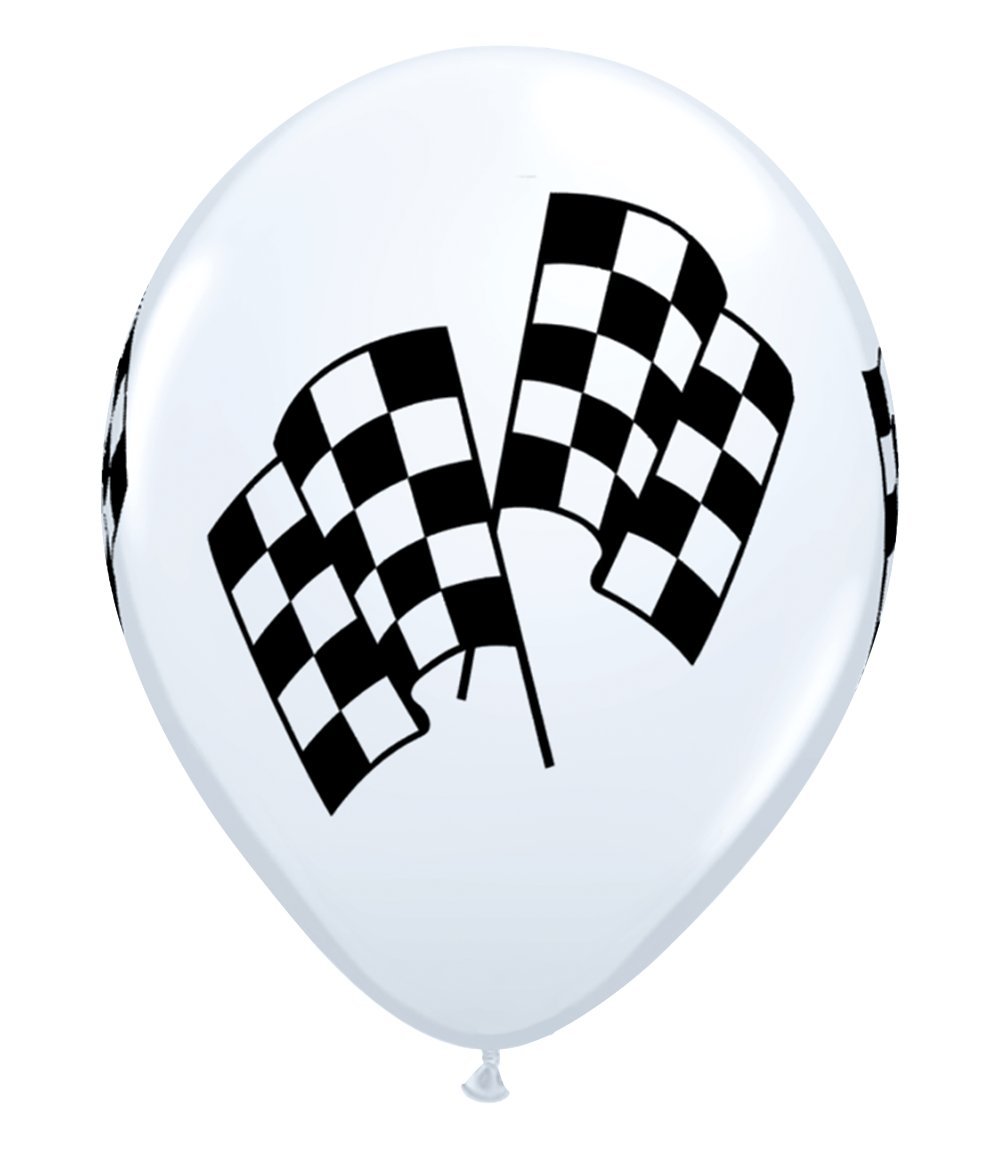 Qualatex Checkered Racing Flags Biodegradable Latex Balloons, 11-Inch (12-Units)