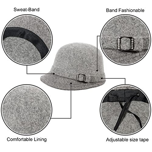 Colorsun Winter Bucket Hats For Women 1920S Vintage 100% Wool Felt Cloche Hat Crushable Church Derby Party Fashion thumb #2