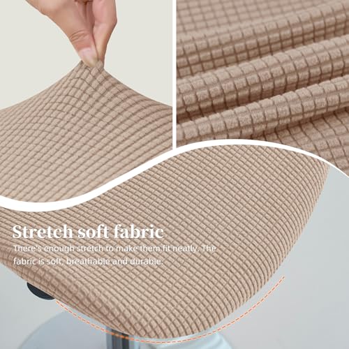 Image of Gollense Bar Stool Covers with Backs, Set of 4 Stretch Jacquard Barstool Seat Covers, Washable Swivel Pub Counter Height Chair Slipcover Protector for Home Kitchen Cafe (Jacquard-Khaki)
