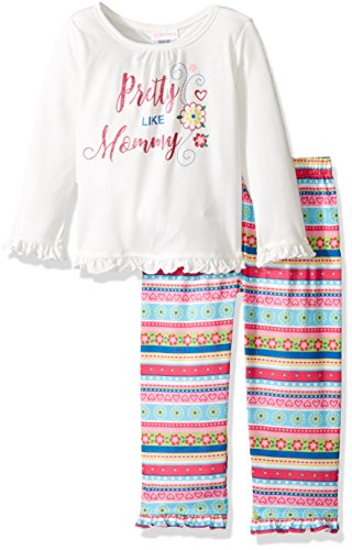 Youngland Baby-Mädchen Pretty Like Mommy Sleep Pyjama Set, Weiß/Mehrfarbig, 4 Jahre