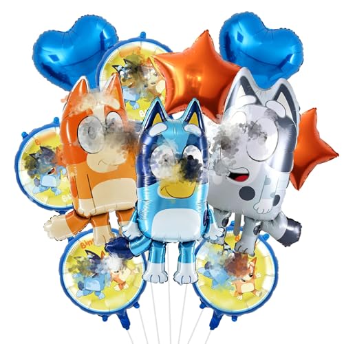 Geburtstagsdeko Balloons 10Pcs-Blue Folienballons 61 cm x 68 cm Party Kindergeburtstag Dekoration Comicfiguren Luftballons Geburtstags Banner Heliumballons für Mädchen Junge Geburtstag Party