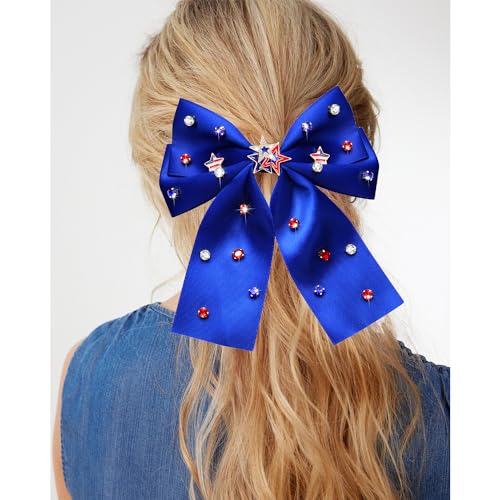 Moños para cabello patrióticos azul rojo y blanco miniatura 3