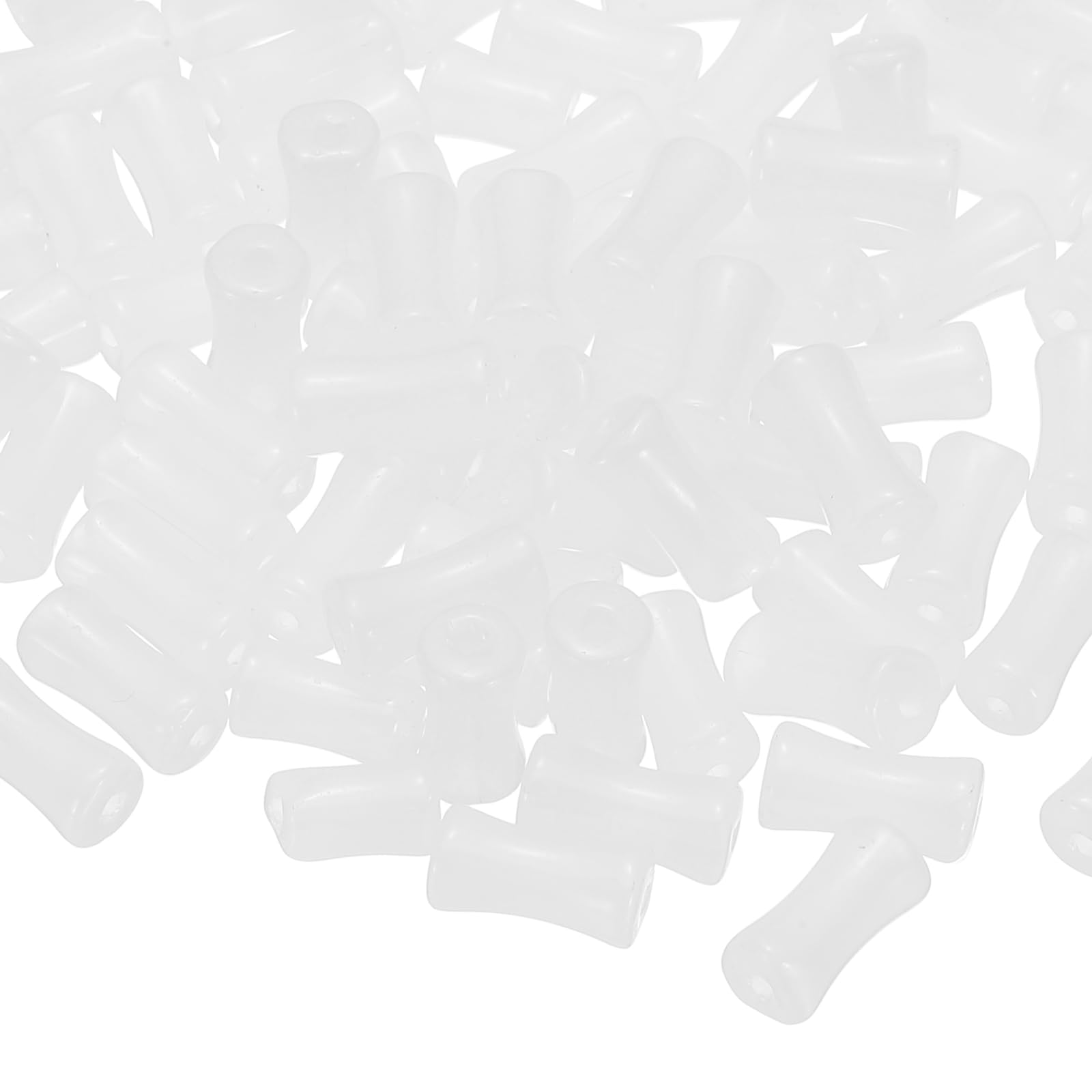 sourcing map 100 Pcs Glass Tube Beads, 6x12mm Cylinder Loose Beads, Stick Tube Beads Glass Bugle Seed Beads for Bracelets Jewelry Making DIY Crafts Earrings Necklaces, White