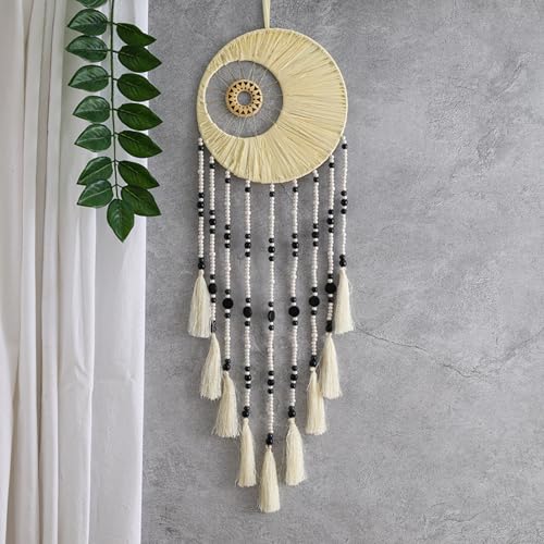 Attrape-rêves en macramé lune pour décoration murale bohème chic