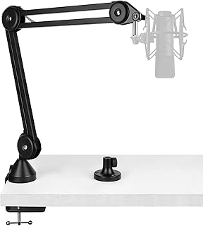 Geekria for Creators Microphone Arm Compatible with TONOR TC-777, TC20, TC30, Q9 Mic Boom Arm Mount Adapter with Tabletop Flange Mount, Suspension Stand, Mic Scissor Arm, Desk Mount Holder