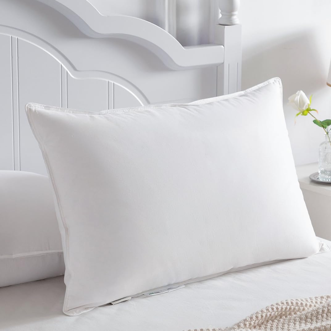 Almohada de Plumón 40x80 Almohada Plumas 40x80 cm Almohada para Dormir de Hotel de 3 Cámaras, Funda 100% Algodón y Relleno de Pluma, Certificado Ökotex (800 g, 1 Unidad)