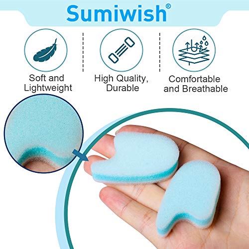 Image of Sumiwish Foam Toe Separators, 10 Pack Breathable Toe Spacers, Reduce Friction and Relieve Corns Pain, Overlapping Toes Corrector - (Blue)