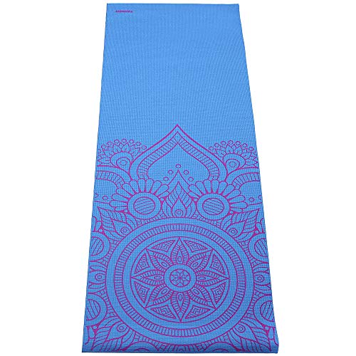 Tapete Yoga Mat Pilates PVC Com Estampa e Bolsa - AZUL CLARO