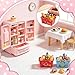164Pcs Mini Shopping Cart Basket Miniature Food Drink Toy Supermarket Metal Handcart Trolley DollHouse Store Grocery Accessories Kitchen Play Game Party Model Shelves Cash Register Refrigerator Fridge