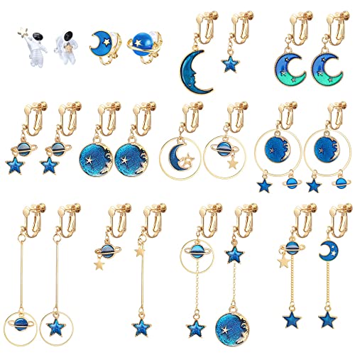 YADOCA 12 Paar Clip Ohrringe Damen Mädchen Stern Mond Ohrring Asymmetrisch...