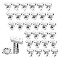 30 Stück Hammerkopfschrauben Set, M10 x 25mm Hammerkopfschraube mit Sperrzahnmuttern Edelstahl A2-70 Flanschmuttern T Schrauben M10 für T Nut Schiene Gewächshaus Profilschienen