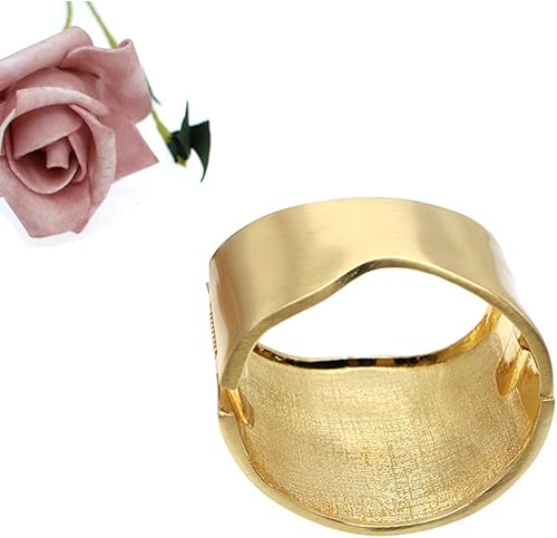 Miniatura 6 de ABJFJE Moda exagerada amplia acanalada cepillada brazalete con bisagras pulseras lisas punk, pulseras de oro para mujer, regalo de joyería de oro